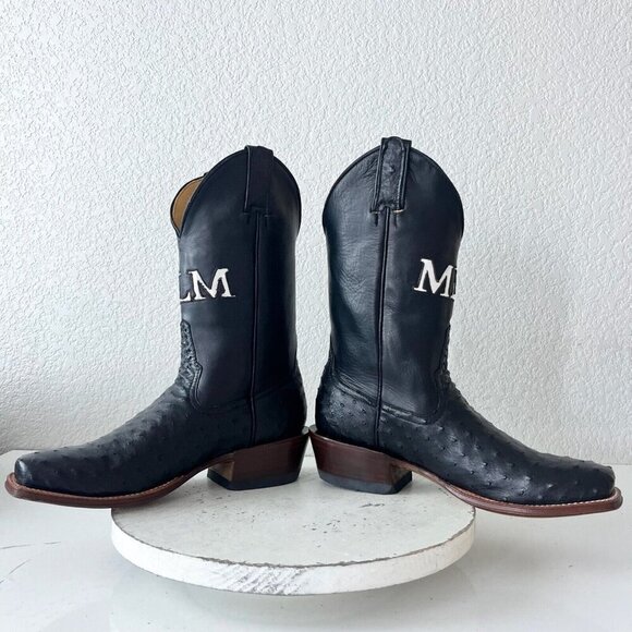 Rod Patrick Womens Cowboy Boots 9B Black Full Quill Ostrich Western Cowgirl Boot - Picture 7 of 12